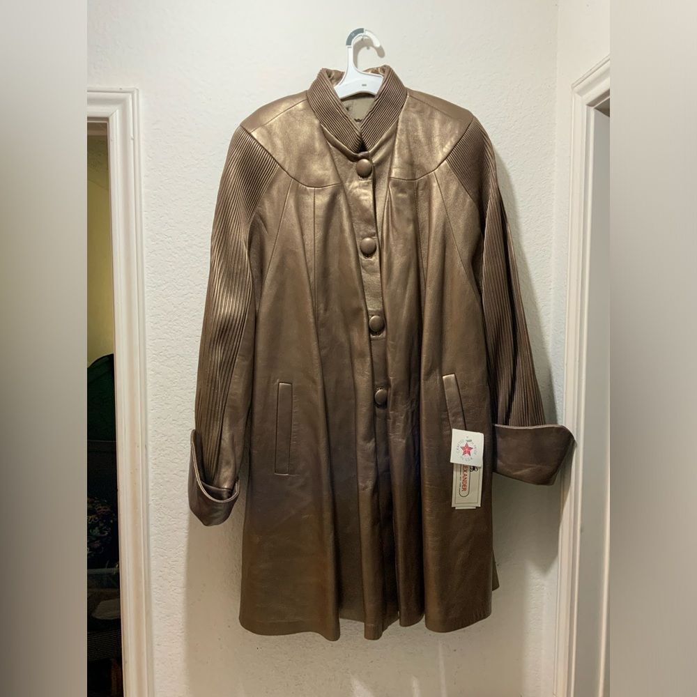 New Y. Alexander New York Vintage Bronze  Leather Coat Size M